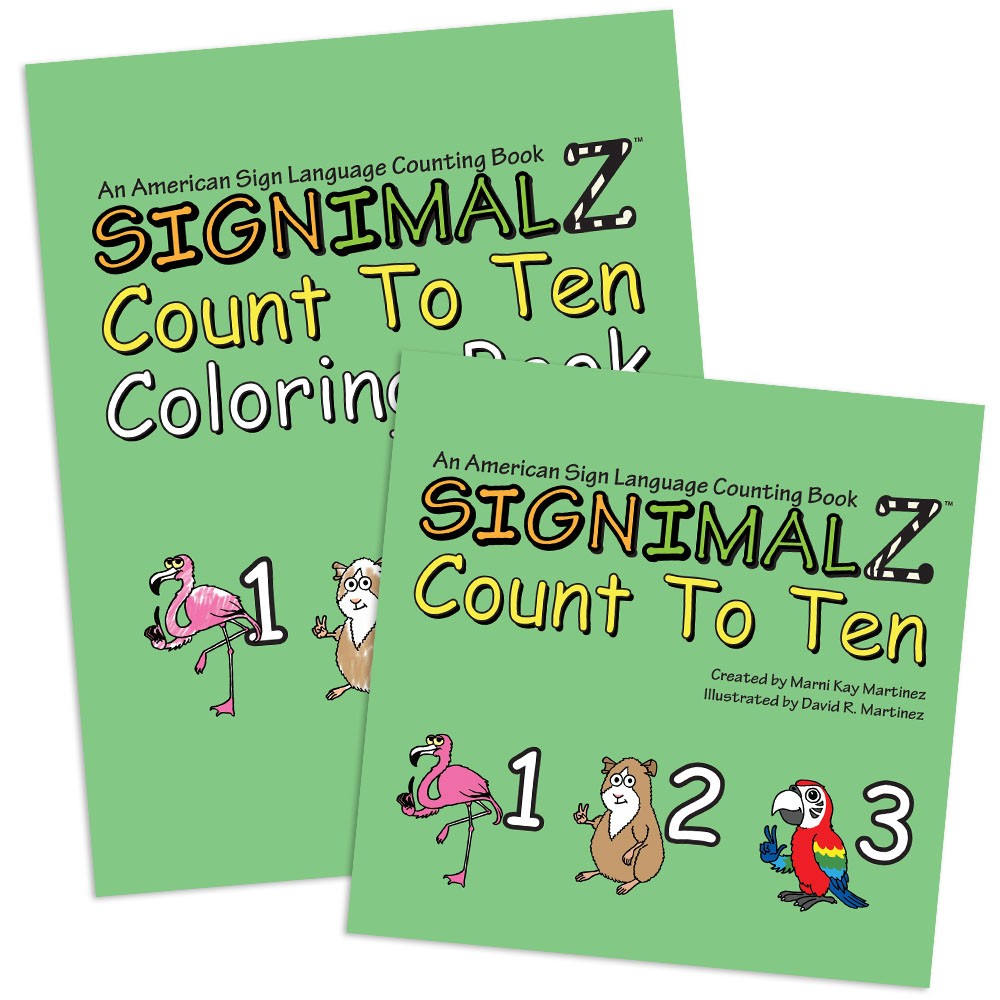 Signimalz Sign Language Count to Ten Book and Coloring Book Set