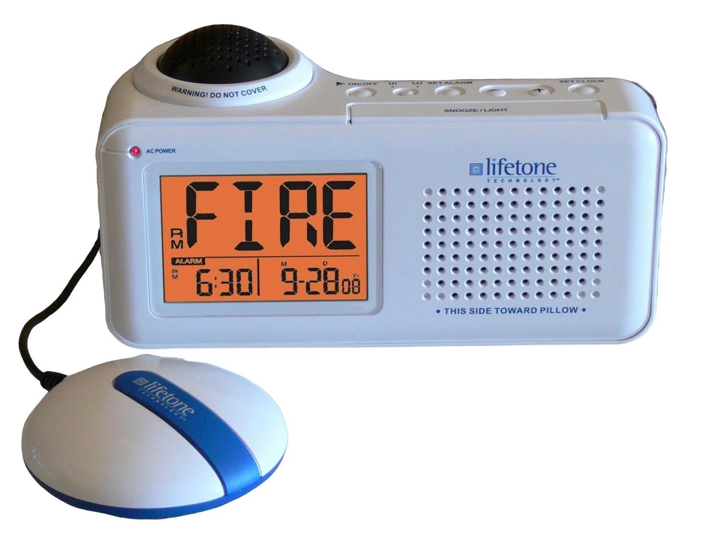 Lifetone HLAC151 Bedside Vibrating Fire Alarm and Clock