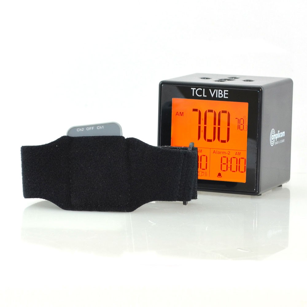 Amplicom TCL Vibe Digital Dual Alarm Clock with Vibrating Wristband