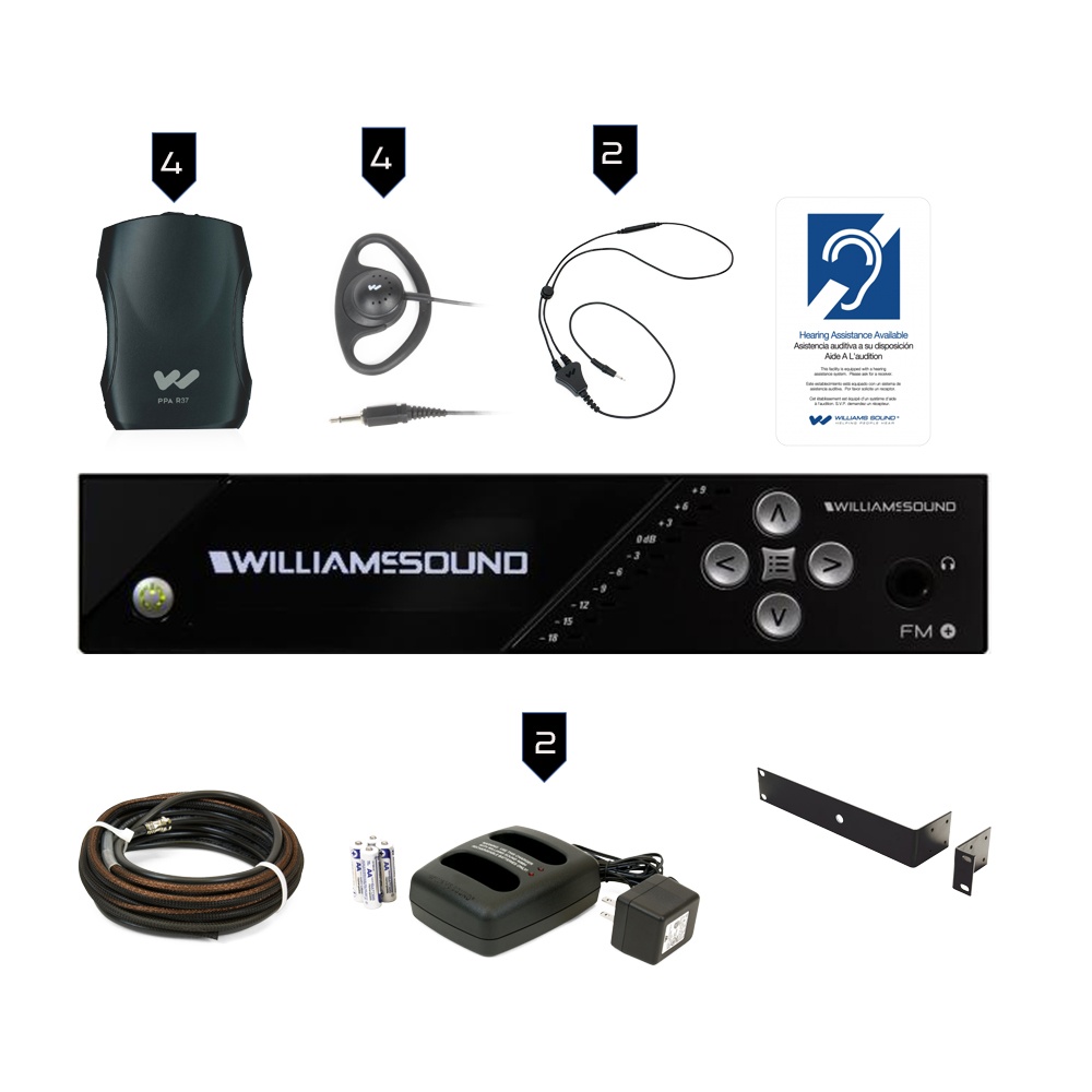 Williams Sound FM Plus Large-area Dual FM and Wi-Fi Assistive Listening System with Professional Installation Kit